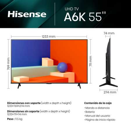 Hisense TV 55A6K 55´´ 4K LED Plateado